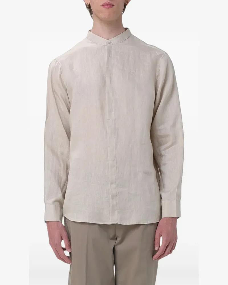 Emporio Armani mandarin-collar long-sleeve shirt - Nude Nude