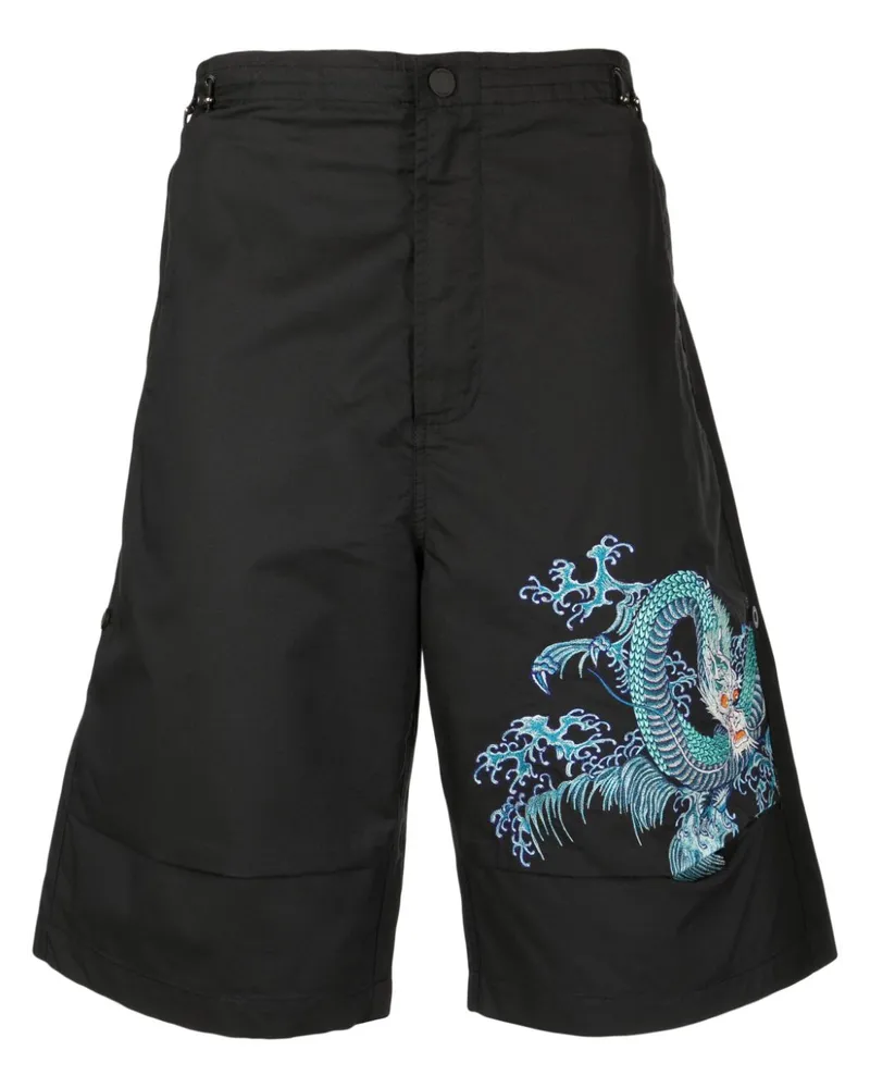 maharishi Bermudas mit grafischem Print Schwarz