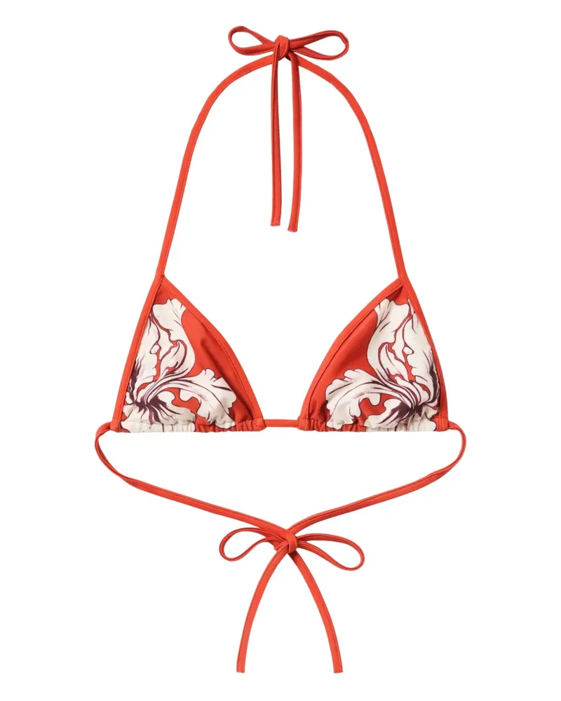 La DoubleJ Bikinioberteil mit Blumen-Print - Orange Orange