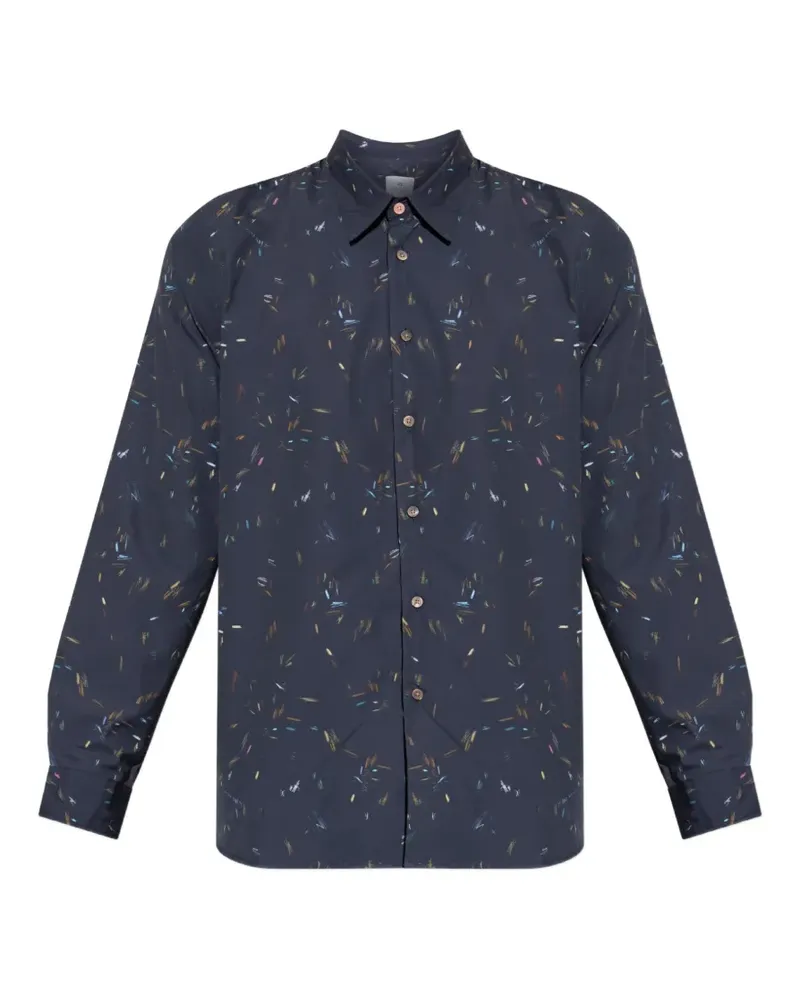 Paul Smith scribble-print long-sleeved shirt - Blau Blau