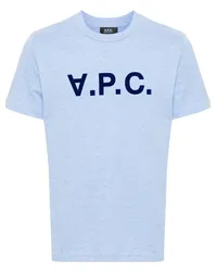 A.P.C. T-Shirt mit beflocktem Logo Blau