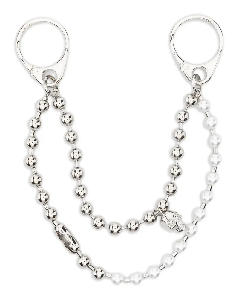 Alexander McQueen skull-pendant double-chain charm - Silber Silber