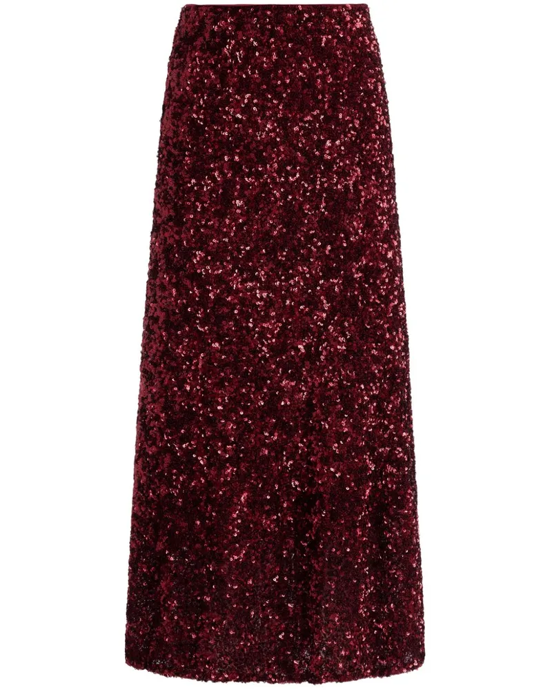 Alice + Olivia Ausgestellter Rock mit Pailletten - Rot Rot