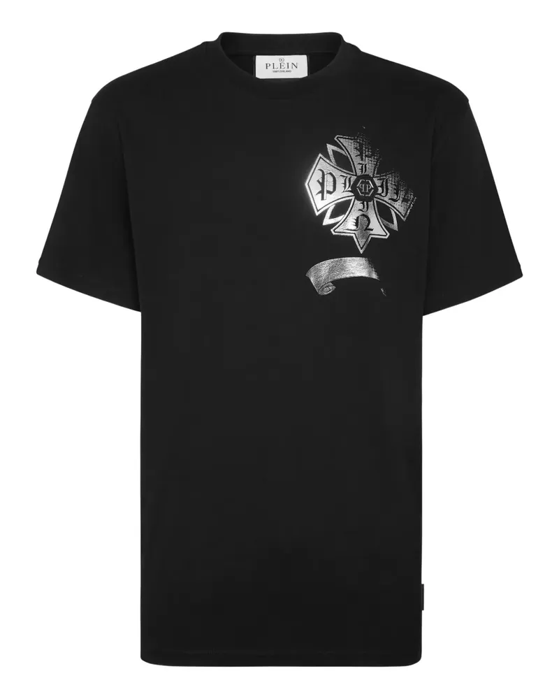 Philipp Plein Rundhals-T-Shirt mit Kreuz-Print - "02 black "02