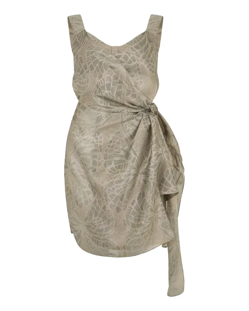 Alberta Ferretti jacquard-effect knotted-waist party dress - Nude Nude