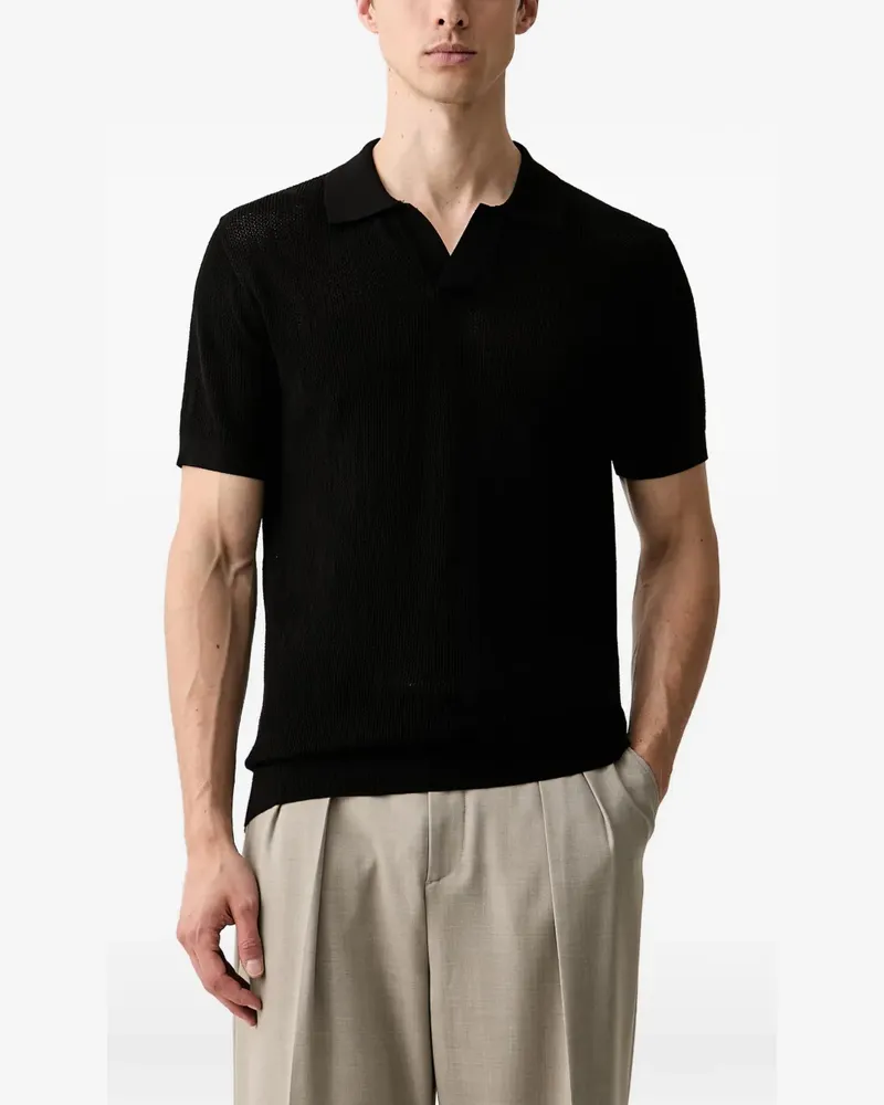 Karl Lagerfeld mesh-knit polo shirt - Schwarz Schwarz