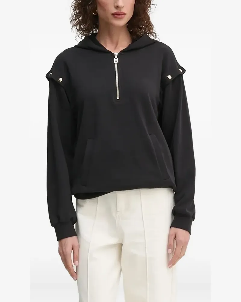 Liu Jo Half-Zip-Hoodie mit Nieten - Schwarz Schwarz