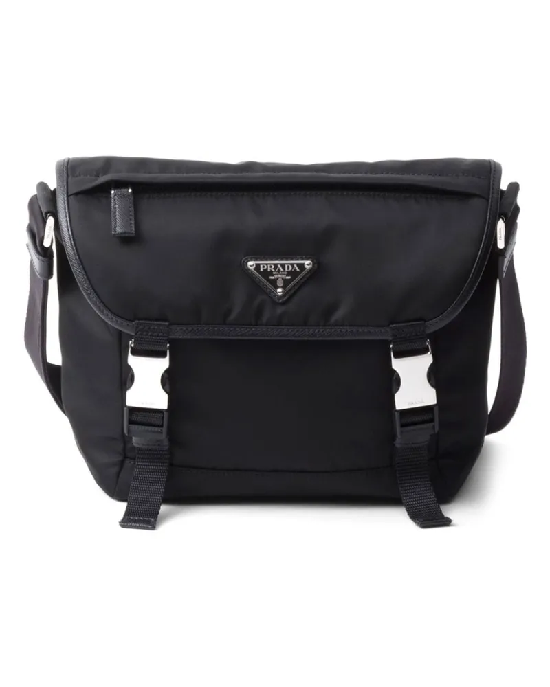 Prada Schultertasche mit Logo-Patch - Schwarz Schwarz