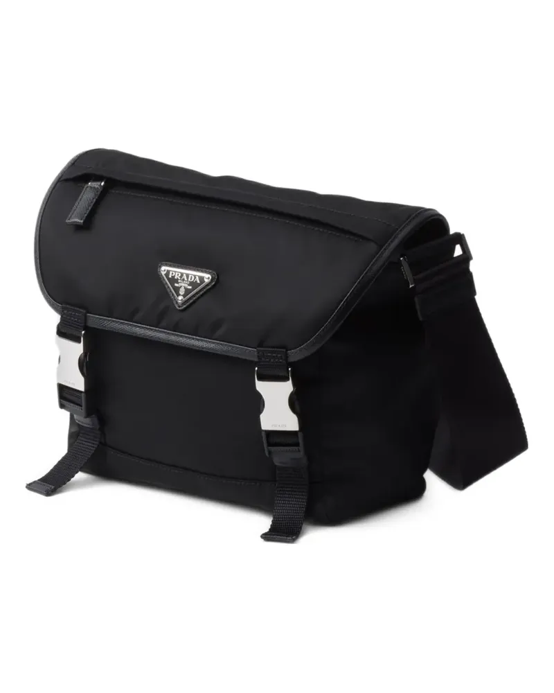 Prada Schultertasche mit Logo-Patch - Schwarz Schwarz