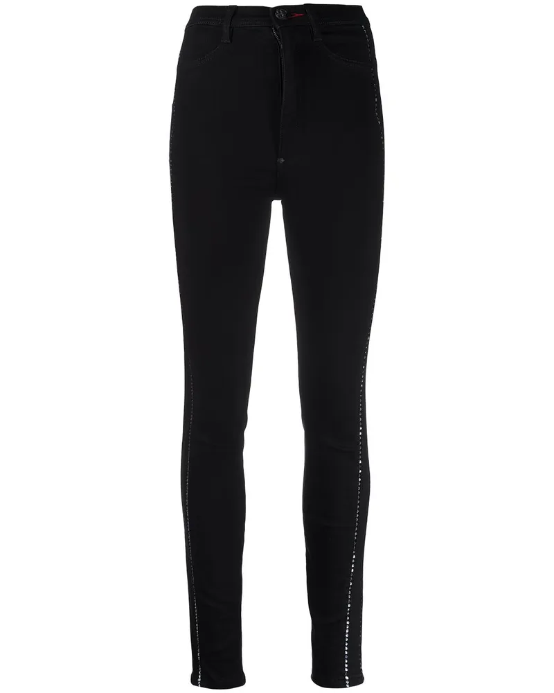 Philipp Plein Skinny-Jeans mit hohem Bund Schwarz