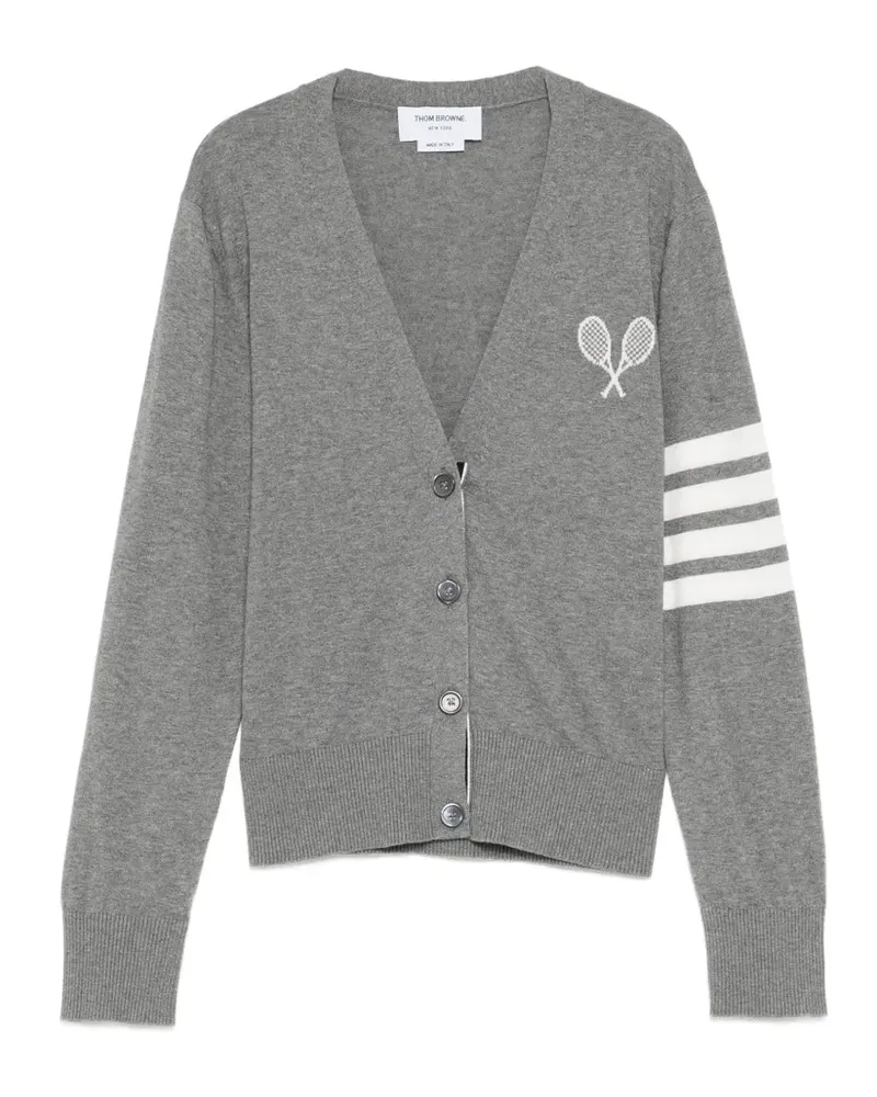 Thom Browne tennis logo cardigan - Grau Grau