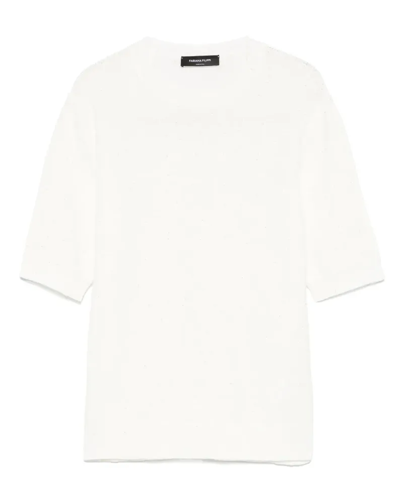 Fabiana Filippi T-Shirt mit Pailletten - Weiß Weiß