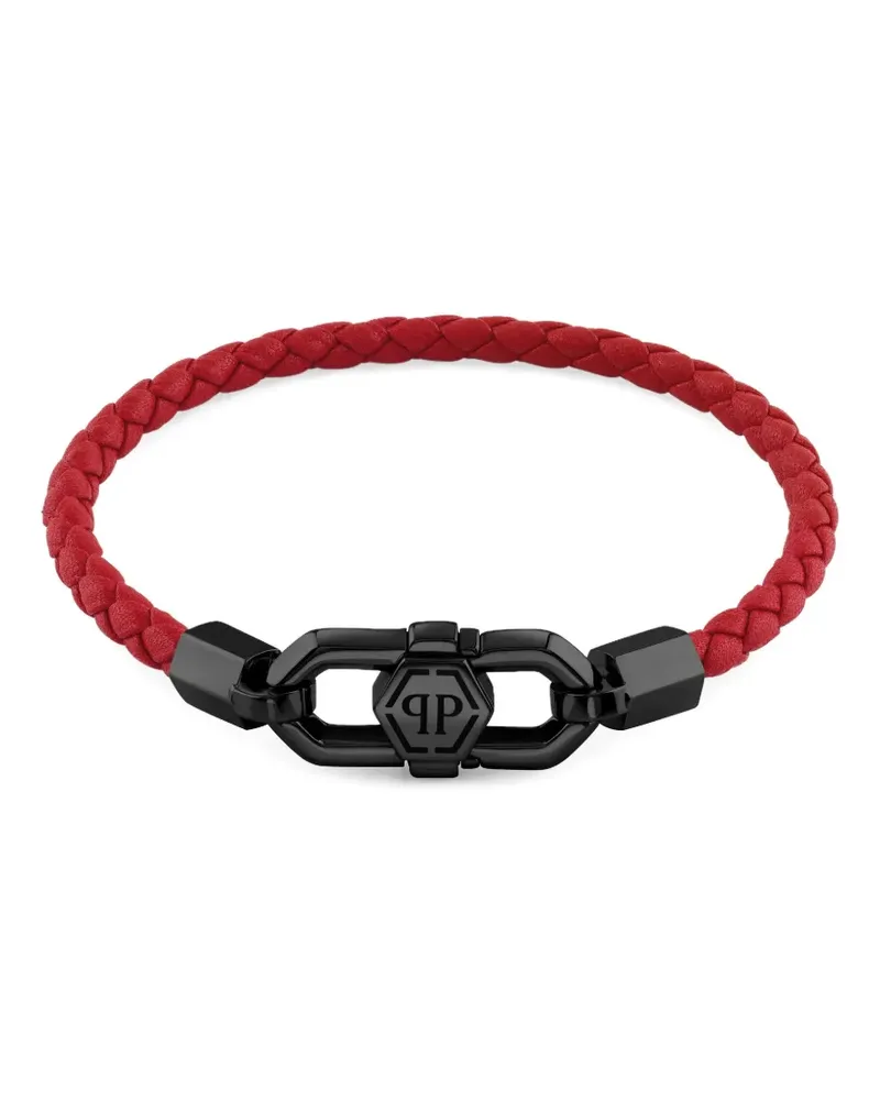 Philipp Plein Geflochtenes Lederarmband - Schwarz Schwarz