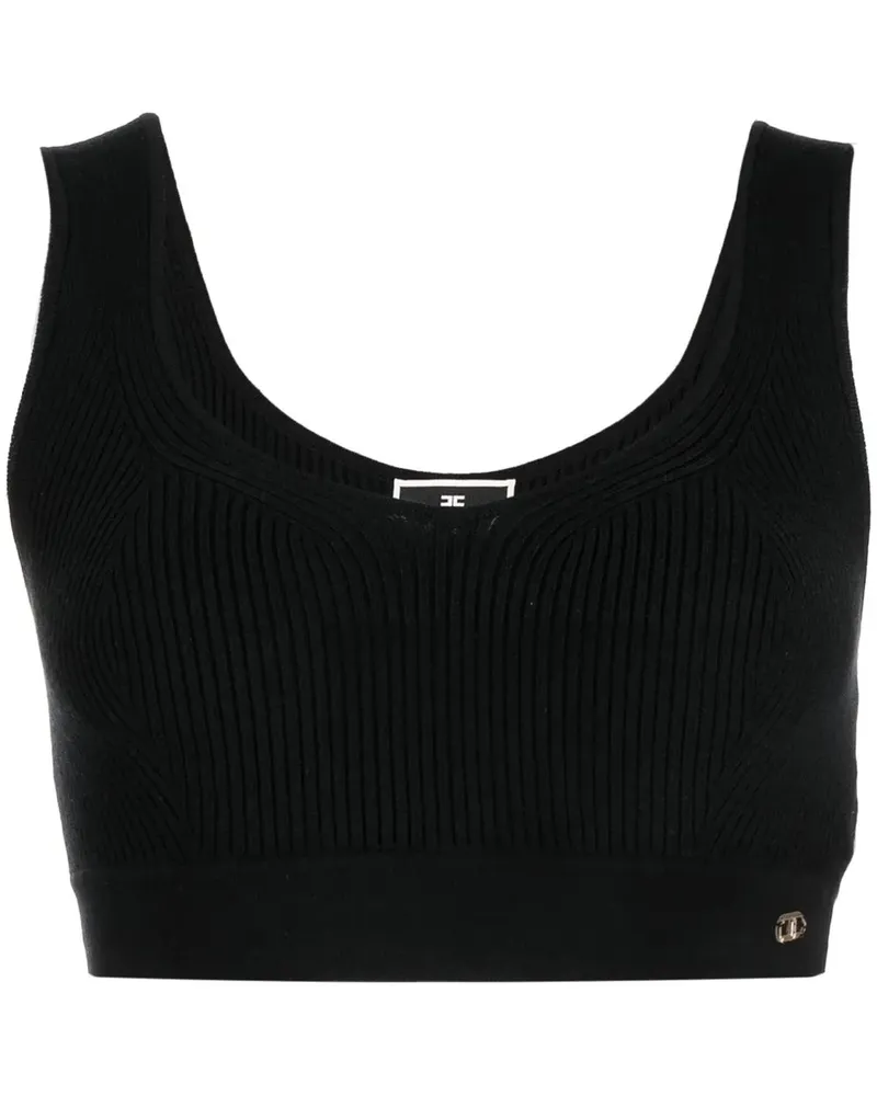 Elisabetta Franchi Geripptes Cropped-Stricktop - Schwarz Schwarz