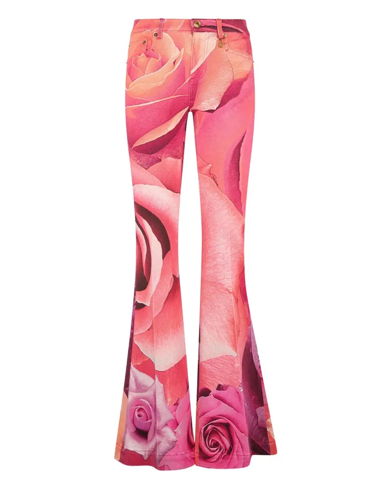Roberto Cavalli Schlagjeans mit Blumen-Print - Rosa Rosa