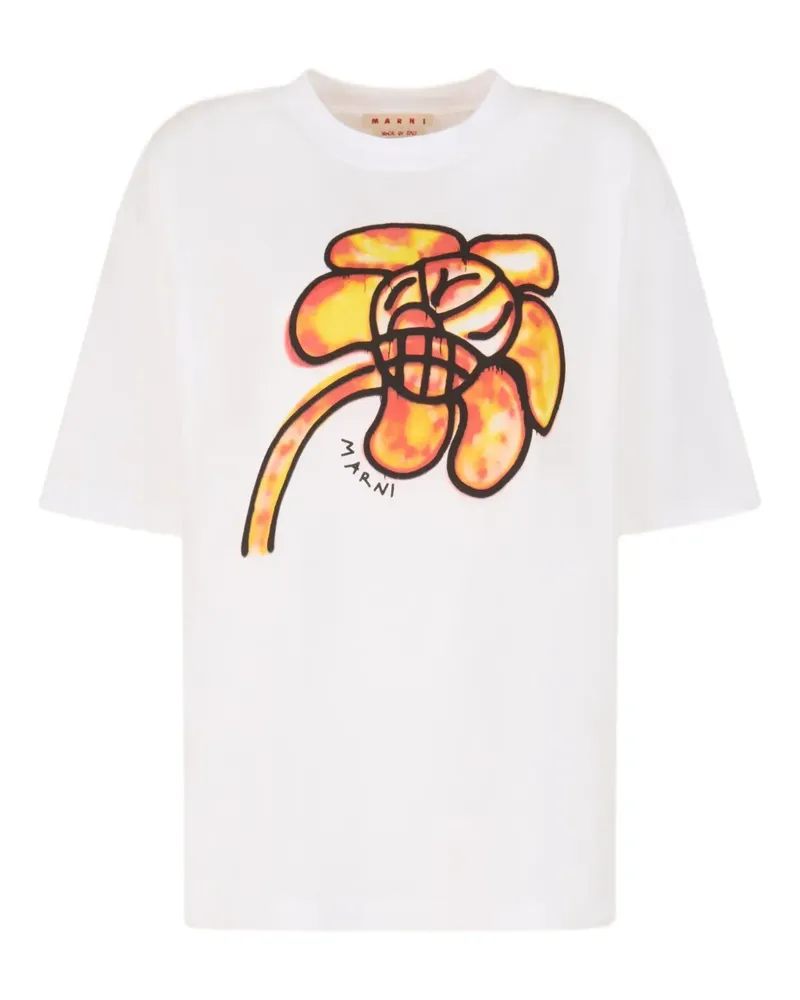 Marni x Slawn & Soldier T-Shirt mit Blumen-Print - Weiß Weiß