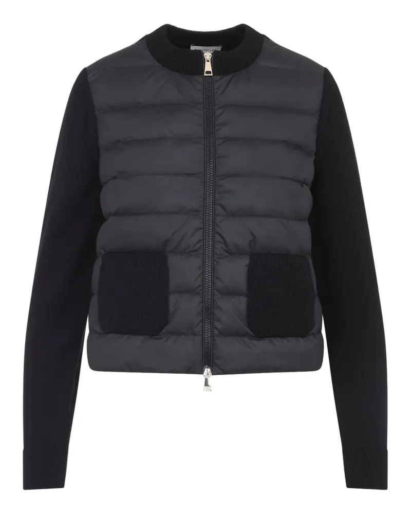 Moncler wool-panel quilted jacket - Schwarz Schwarz