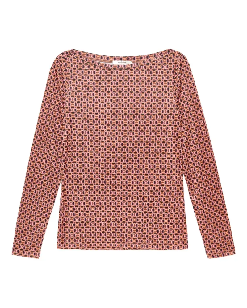 Maliparmi T-Shirt mit Mikro-Print und U-Boot-Ausschnitt - Rosa Rosa