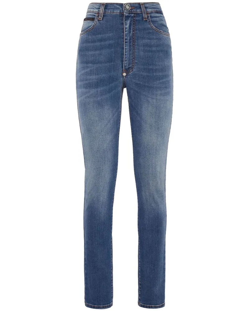 Philipp Plein Skinny-Jeans mit hohem Bund - Blau Blau