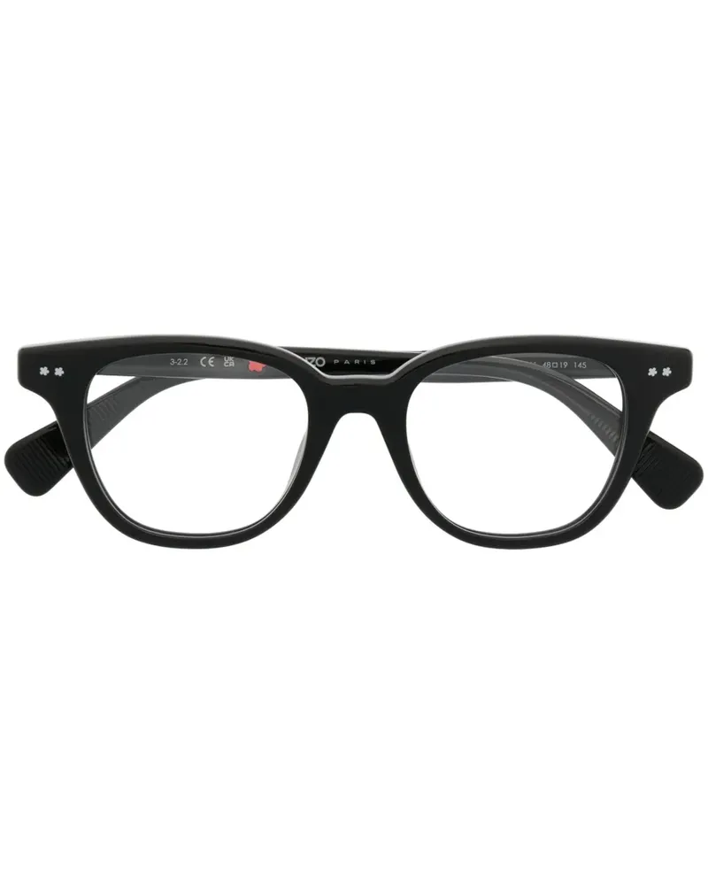 Kenzo Runde Brille mit Logo - Schwarz Schwarz