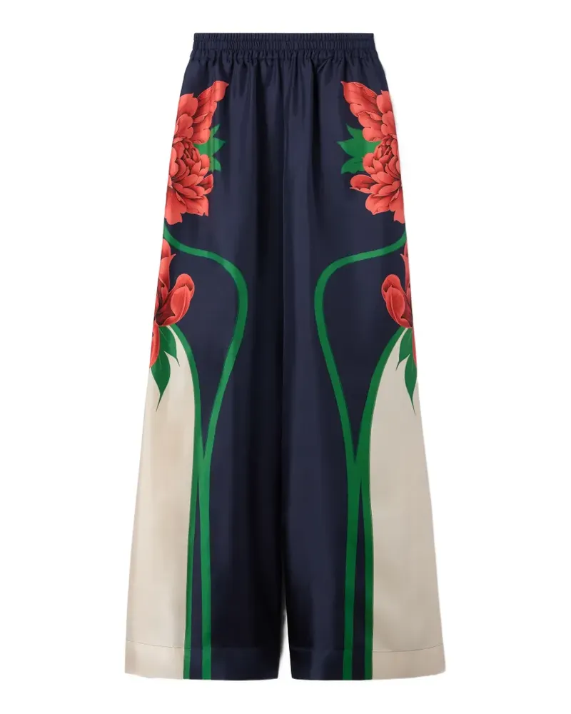 La DoubleJ placed floral trousers - Blau Blau