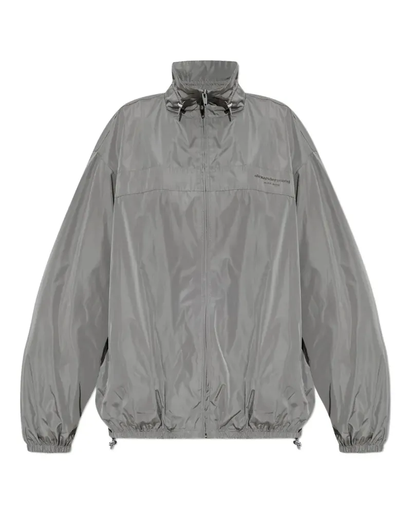 Alexander Wang logo-print high-neck jacket - Grau Grau