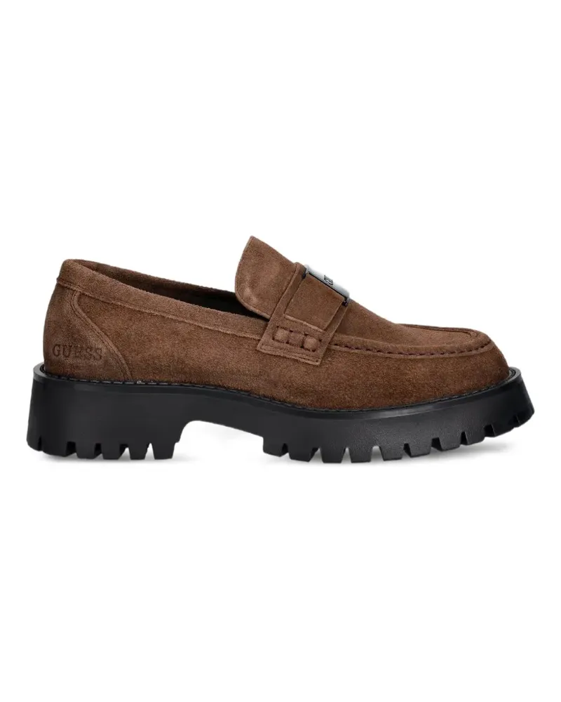 Guess Loafer aus Wildleder mit Logo-Schild - Braun Braun