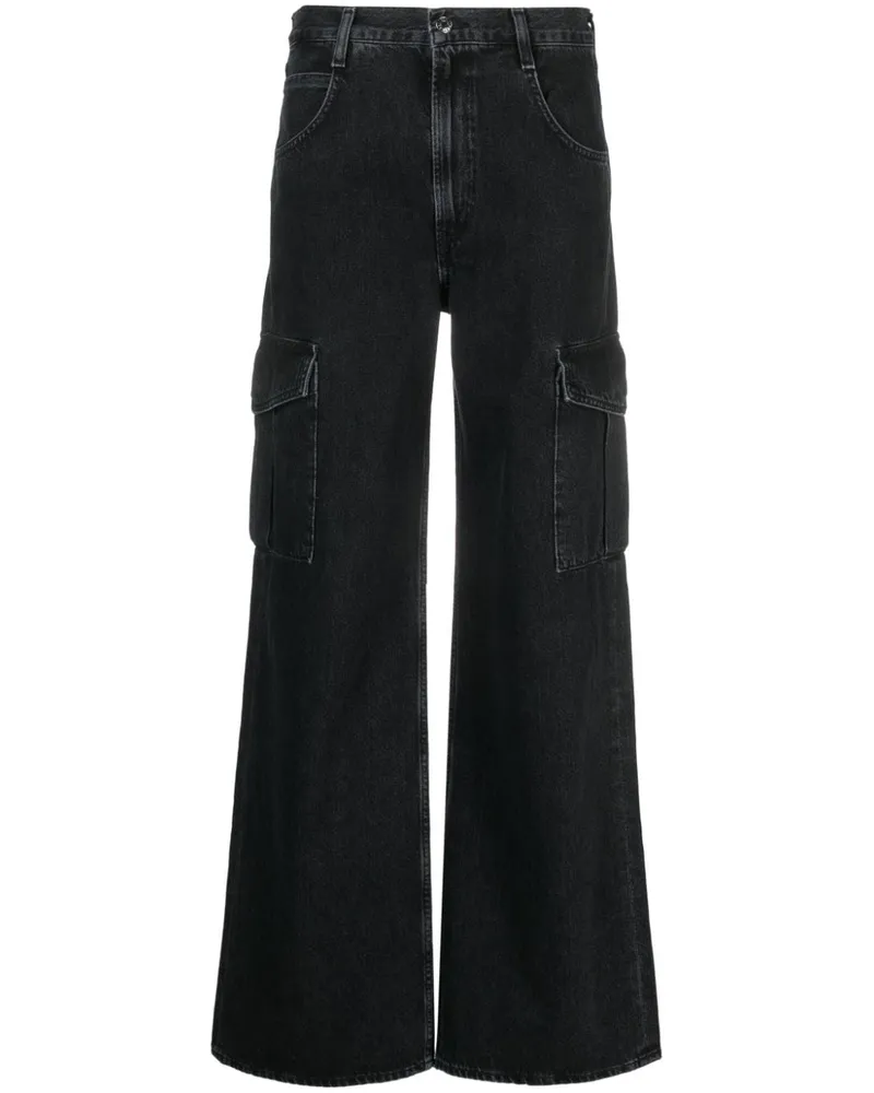AGOLDE Halbhohe Wide-Leg-Jeans - Schwarz Schwarz