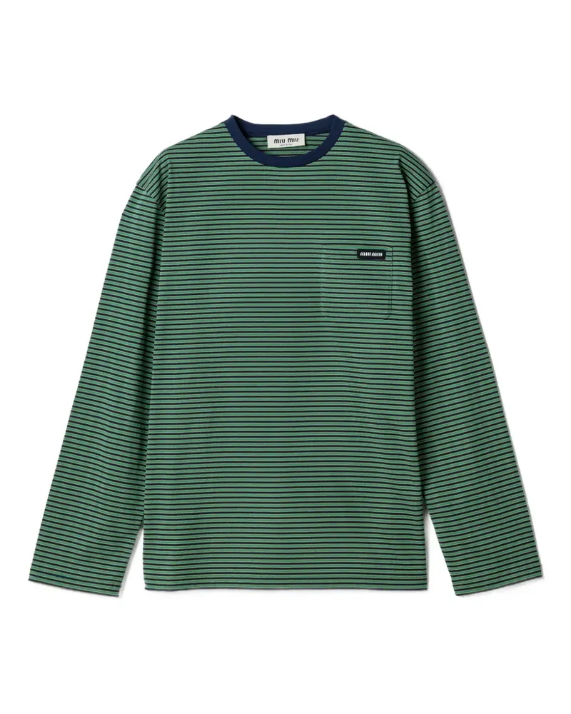 Miu Miu Gestreiftes T-Shirt - Grün Grün