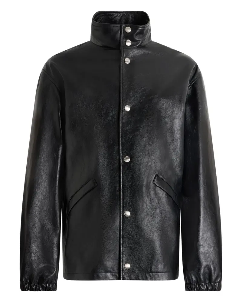 Bally Lederjacke mit Druckknöpfen - Schwarz Schwarz