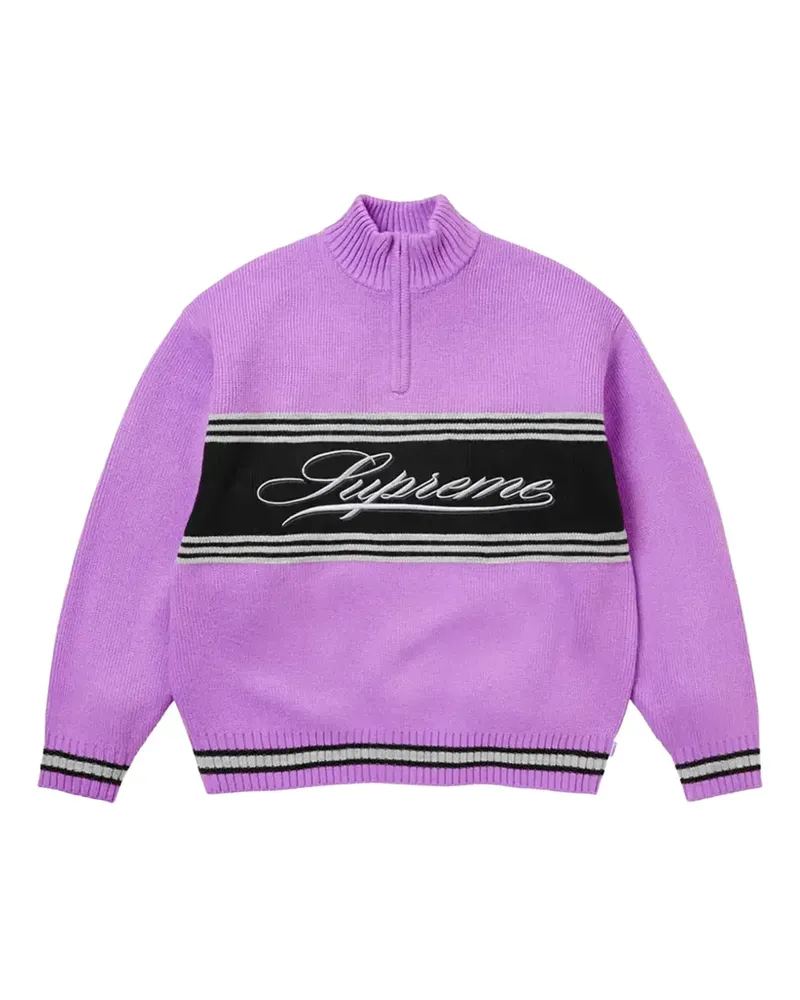 Supreme Being Script Stripe half-zip sweater - Violett Violett