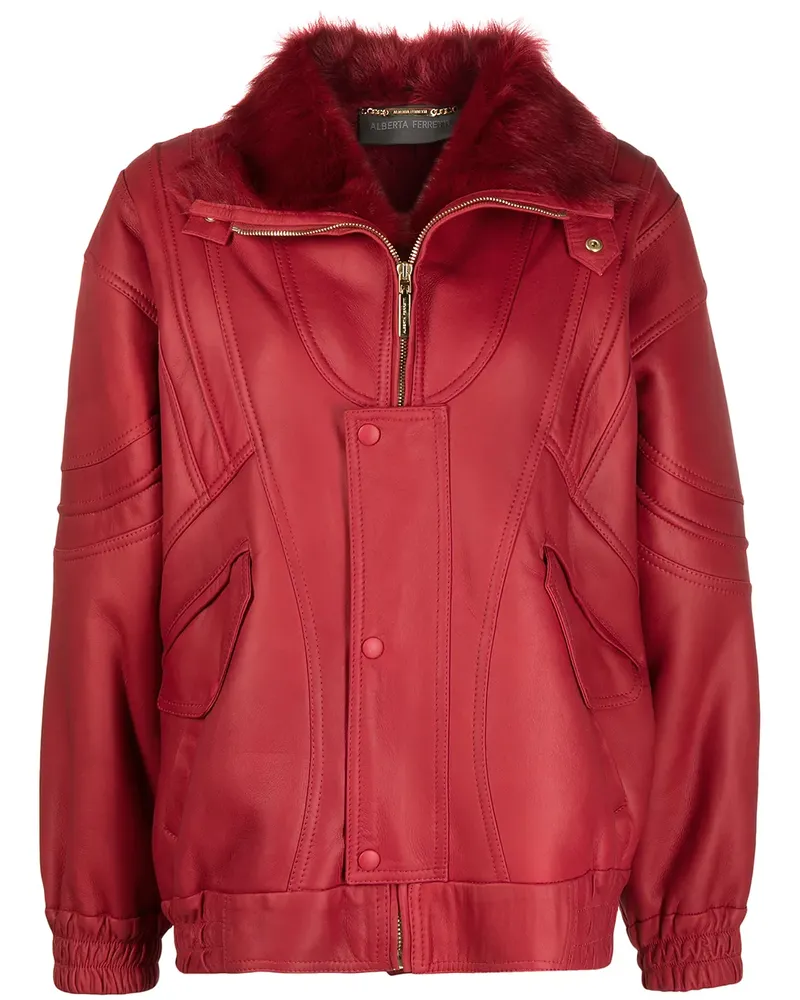 Alberta Ferretti Lederjacke im Oversized-Look - Rot Rot