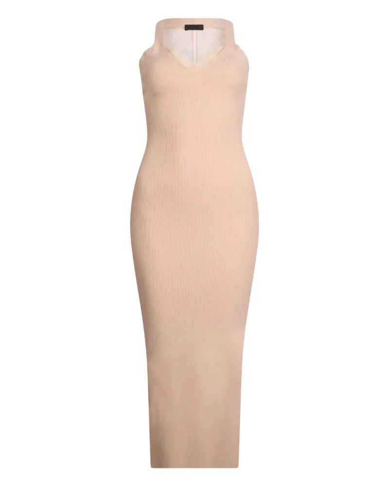 Liu Jo Geripptes Midikleid mit Spitzeneinsatz - Rosa Rosa