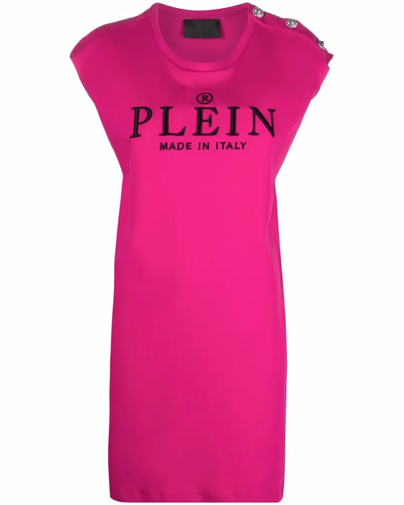 Philipp Plein T-Shirtkleid mit Logo-Stickerei - Rosa Rosa