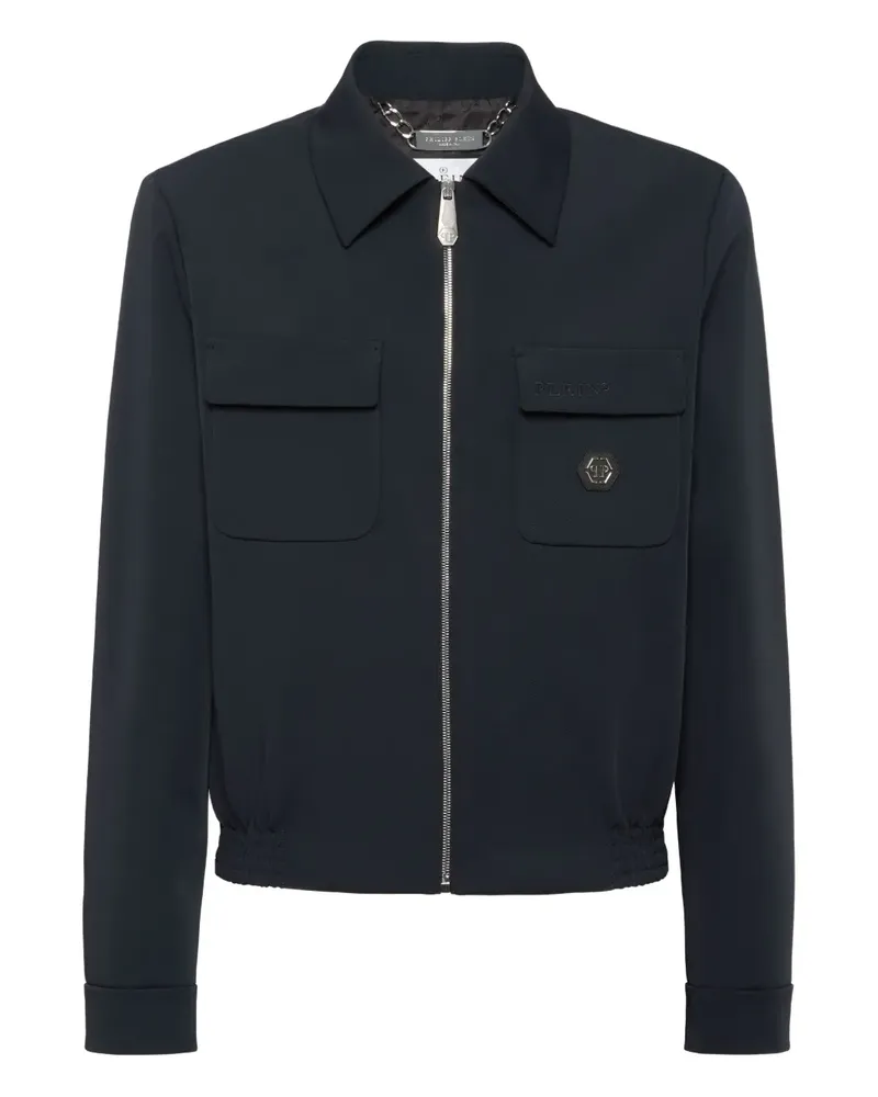 Philipp Plein Jacke mit Logo-Schild - Blau Blau