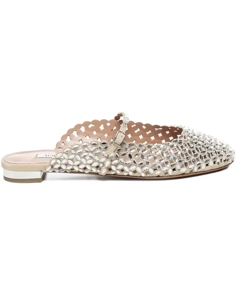 Aquazzura Offene Mules mit Perlen - Silber Silber