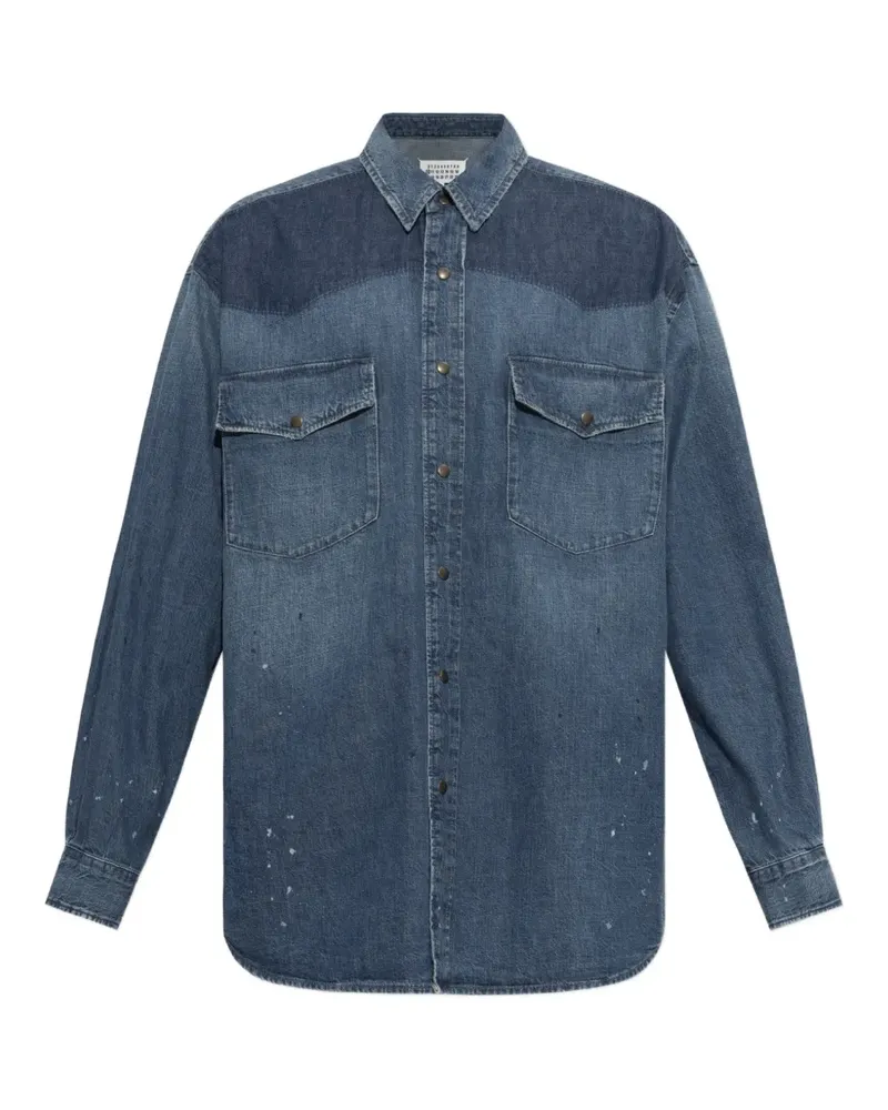 Maison Margiela paint-splatter western-yoke denim shirt - Blau Blau