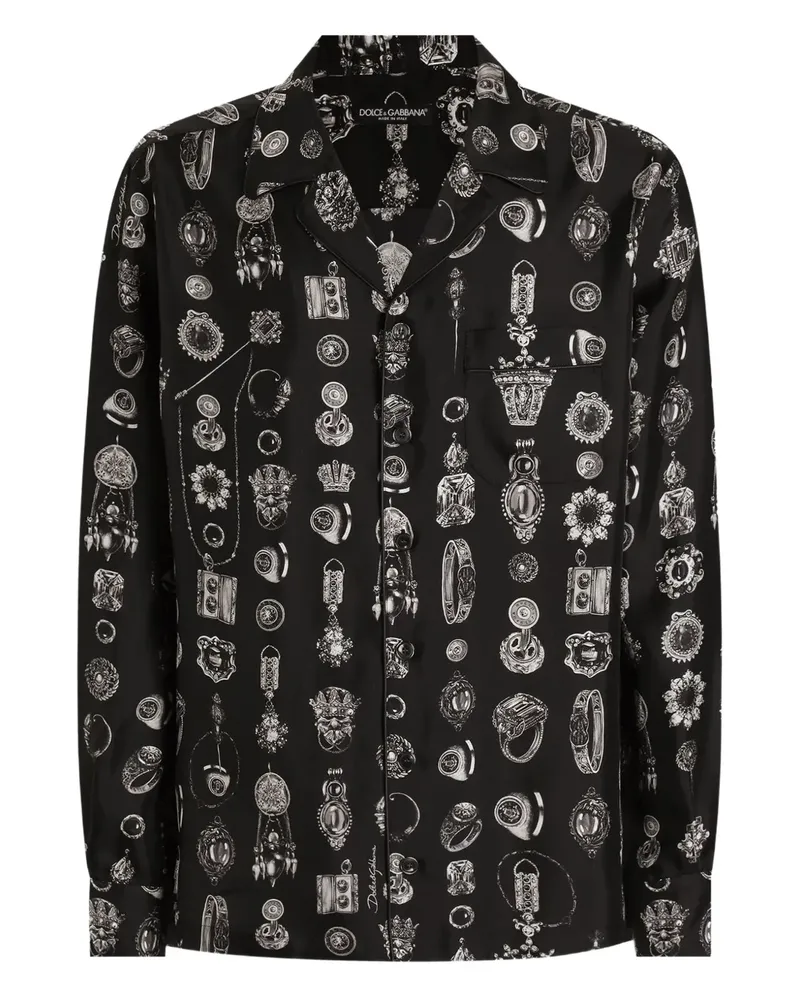 Dolce & Gabbana Hemd mit Medaillen-Print - Schwarz Schwarz