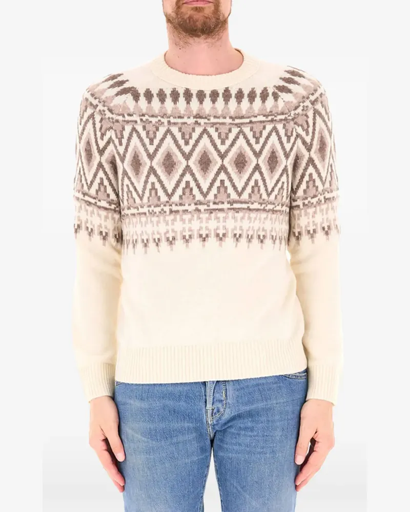 Ballantyne Wollpullover mit Norweger-Intarsie - Nude Nude