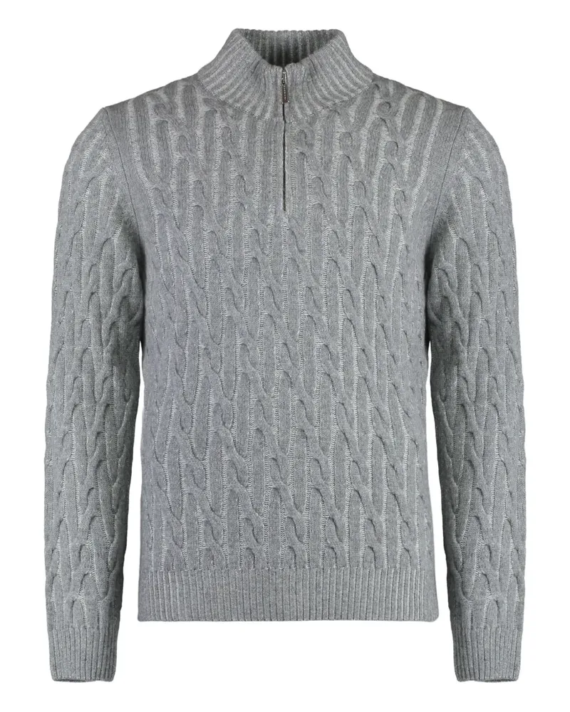 MOORER Pullover mit Zopfmuster - Grau Grau