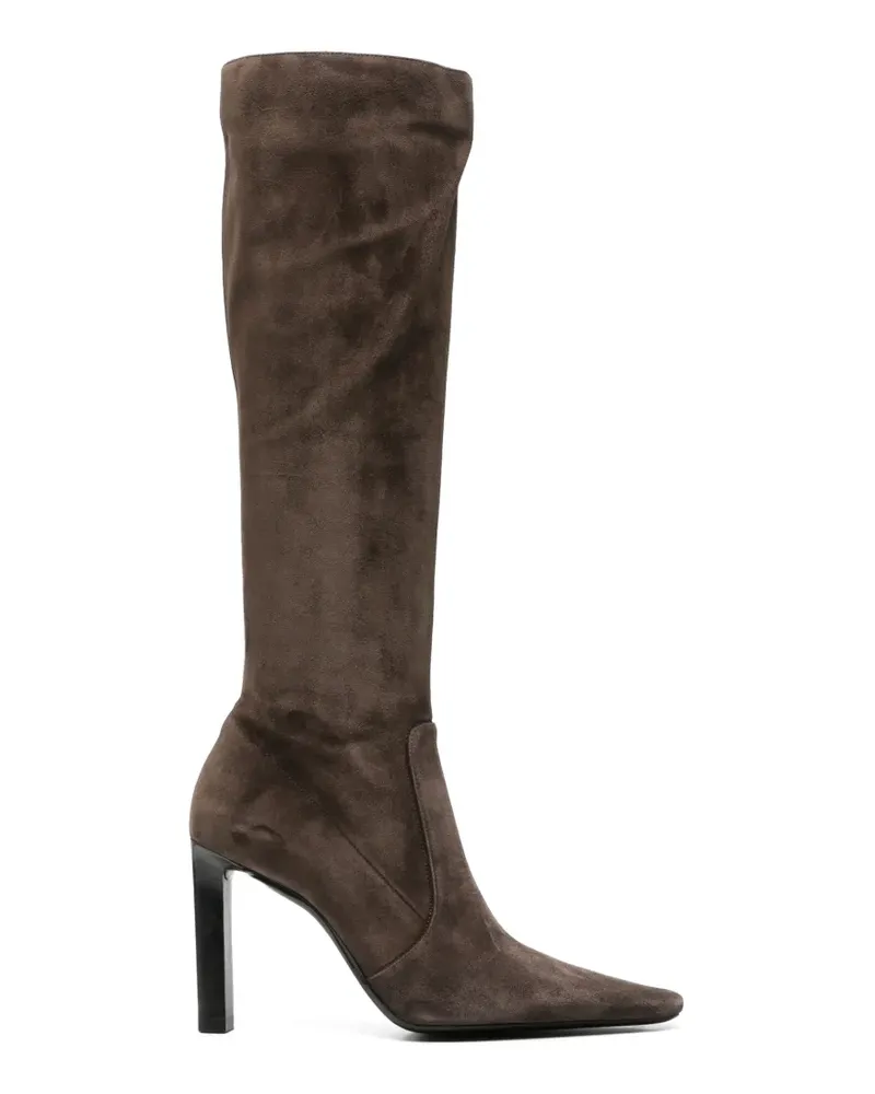 Saint Laurent Francoise pointed-toe knee-high boots - Braun Braun
