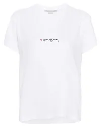 Stella McCartney T-Shirt mit Logo-Stickerei Weiß