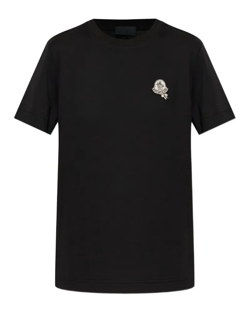 Moncler T-Shirt mit Logo-Patch - Schwarz Schwarz