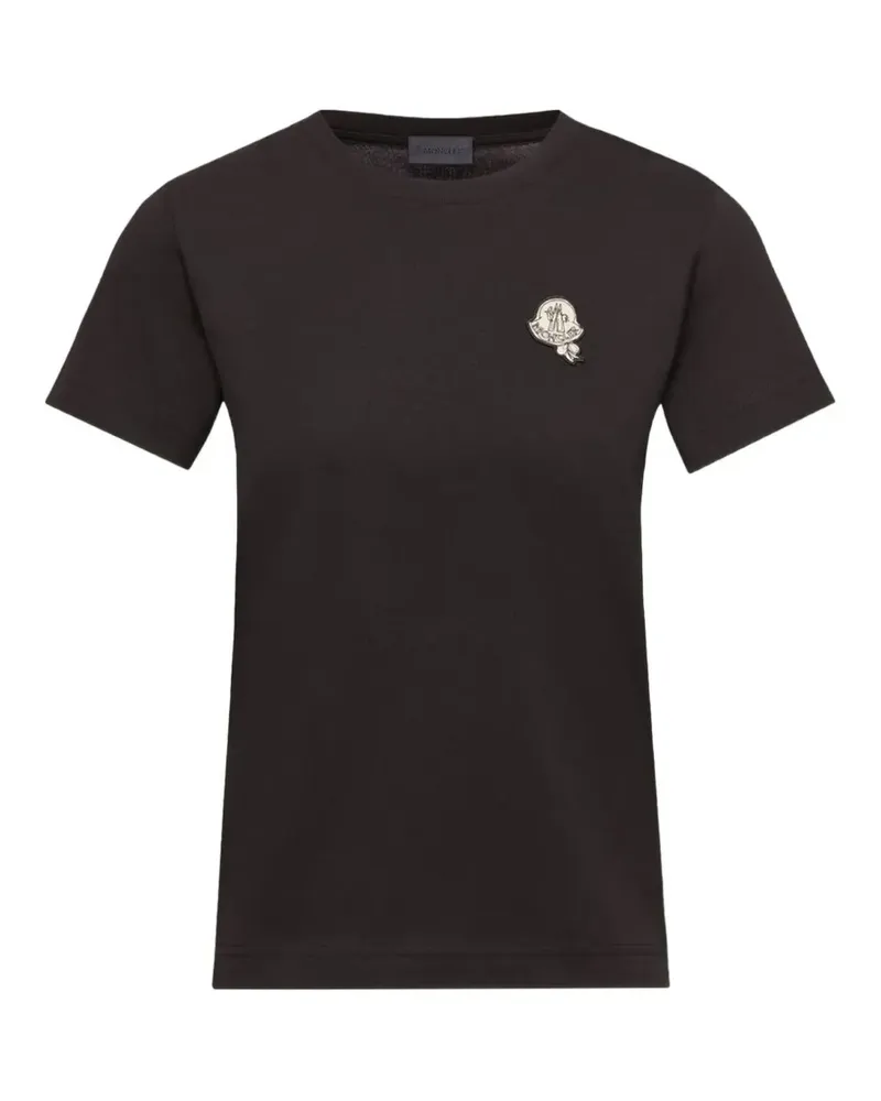 Moncler T-Shirt mit Logo-Patch - Schwarz Schwarz