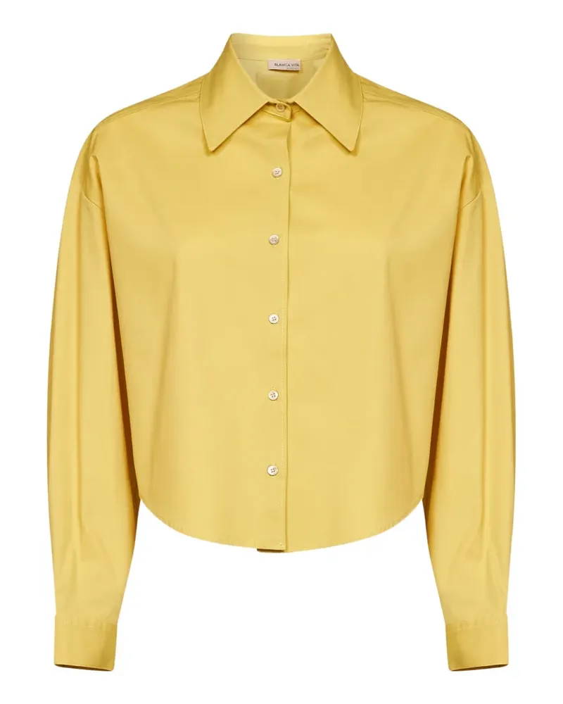 Blanca Cropped-Hemd mit abgerundeten Kanten - Gelb Gelb