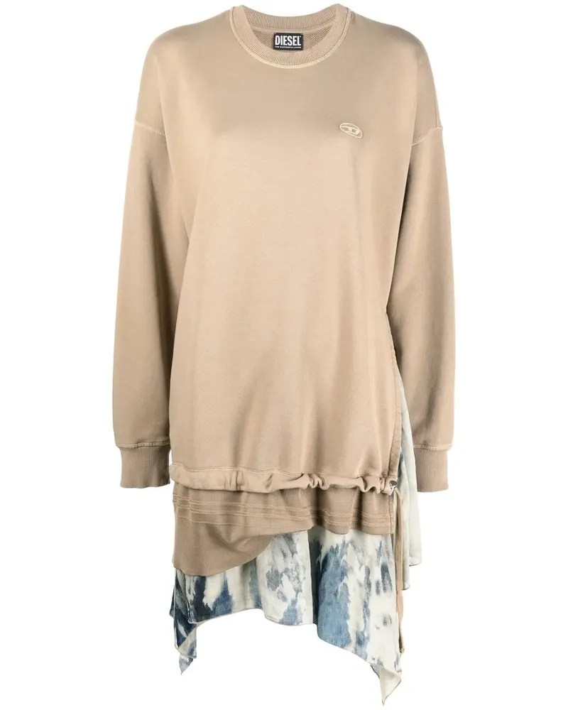 Diesel Rolly Sweatshirtkleid mit Chiffonsaum - Nude Nude