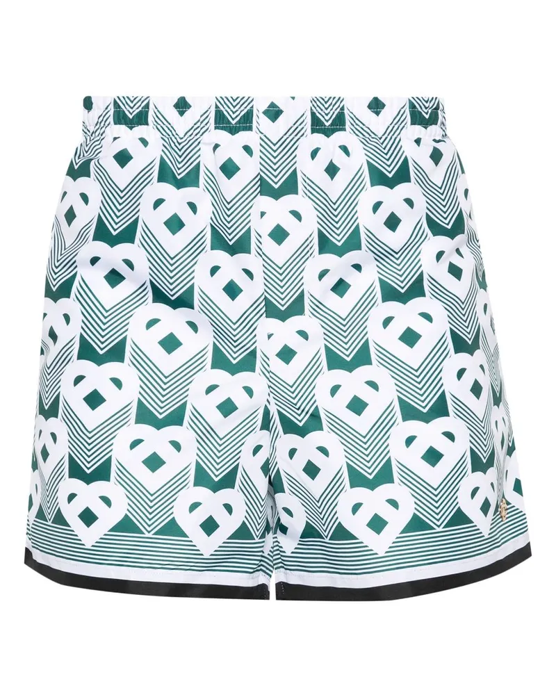 Casablanca Paris Heart Monogram Badeshorts Weiß