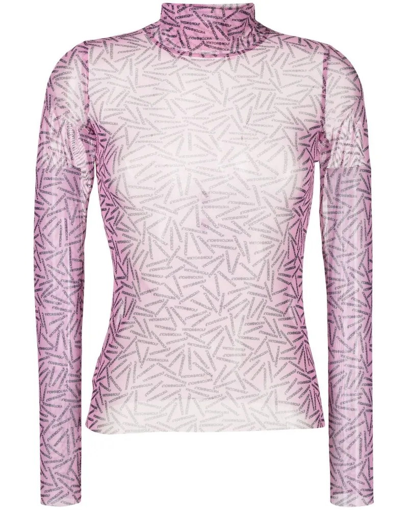 Viktor & Rolf Top mit transparentem Logo-Print - Rosa Rosa