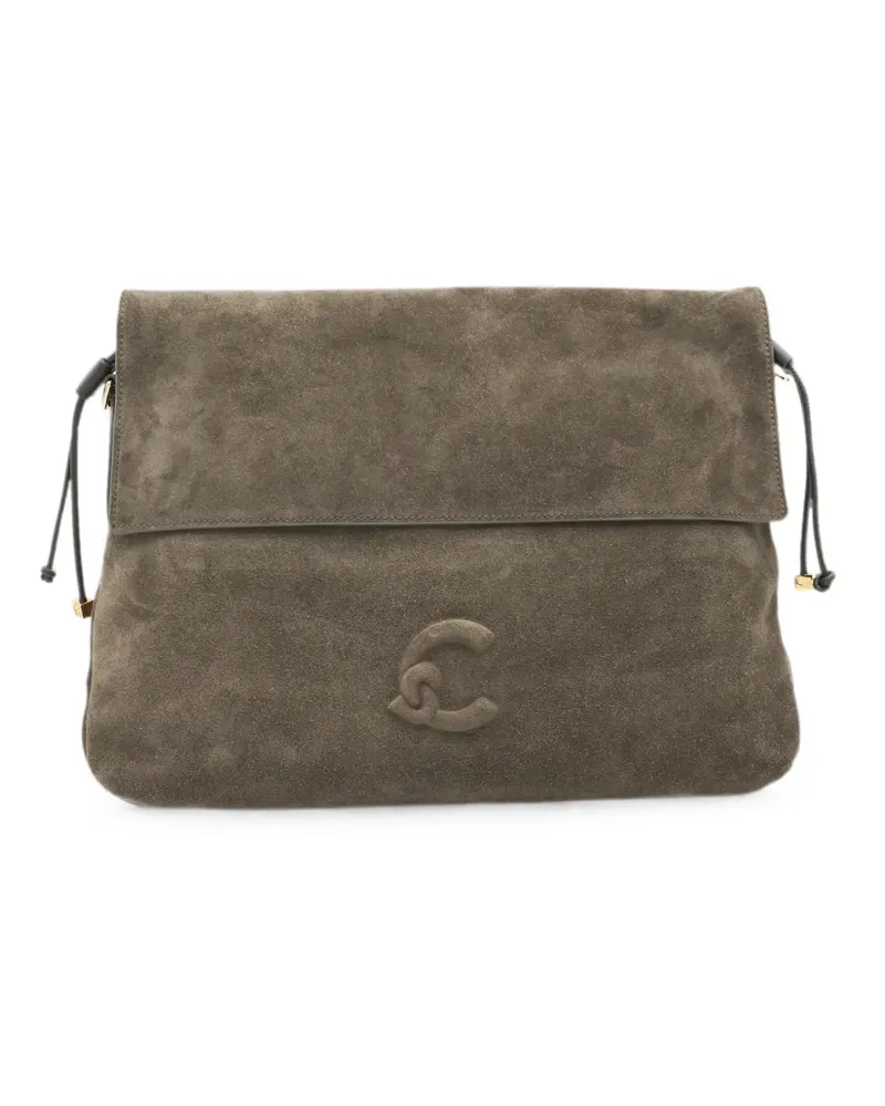 Coccinelle medium Lidia logo-embossed suede shoulder bag - Braun Braun