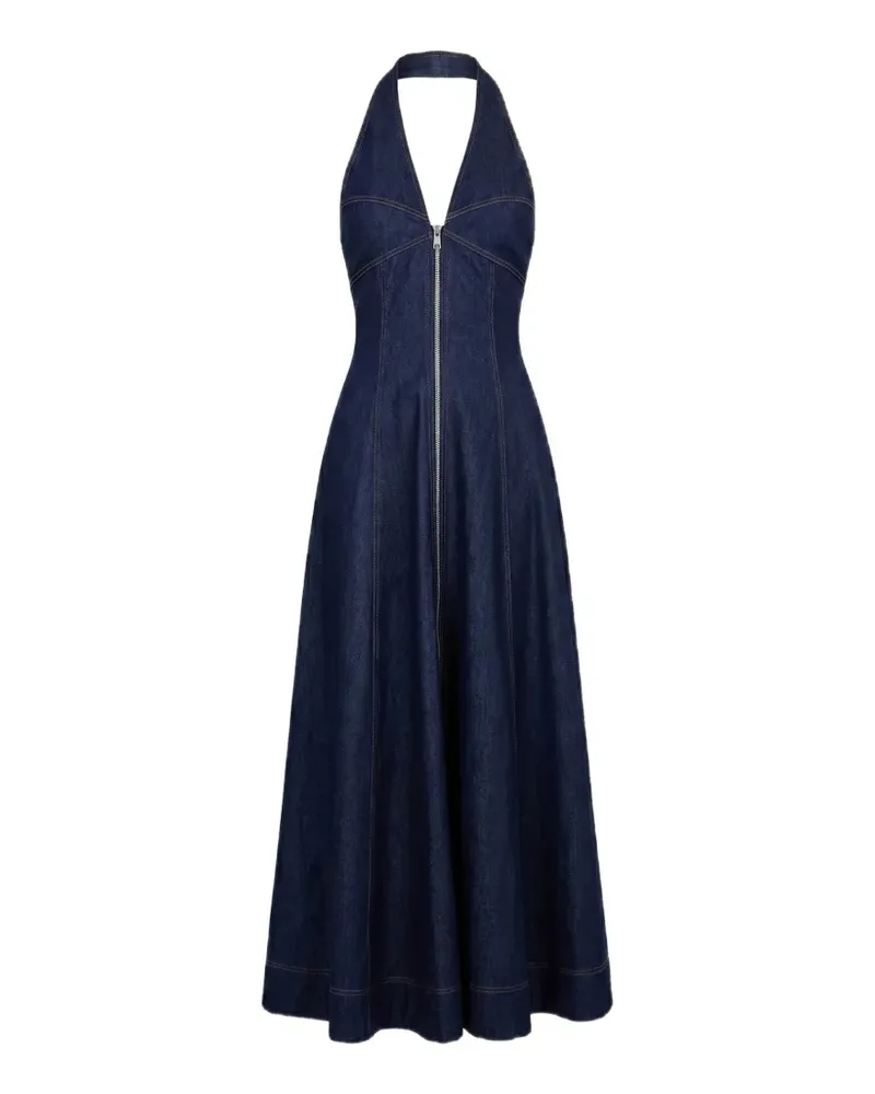 NICHOLAS Elsa halterneck zip-front maxi dress - Blau Blau